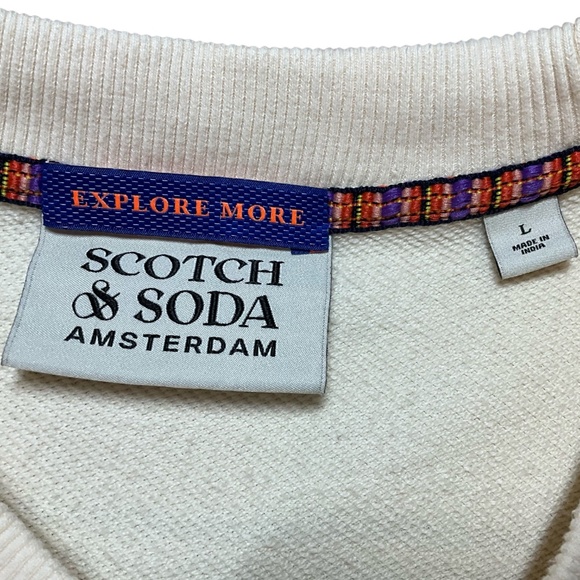 SCOTCH & SODA 1O0% Organic Cotton Butter Yellow Graphic Sweatshirt Large - Picture 5 of 9